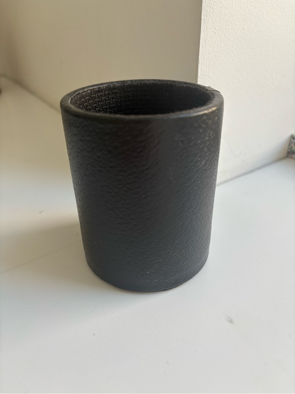 Black pebbled Leather Pen Cup Holder - Desk Accessories